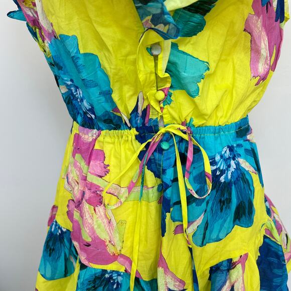 MILLY CABANA Women's Dana Floating Cosmos Dress Size S In Jux Neon Yellow - Picture 6 of 15